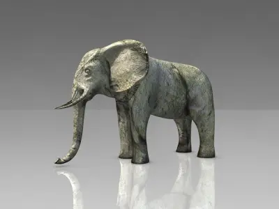 Angkor stone elephant  Low-poly 3D model
