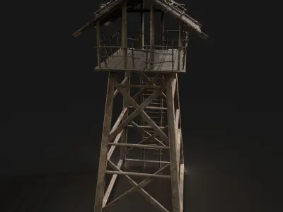 Medieval Wooden Viking Watchtower Scout Tower Fantasy Village Low-poly 3D model
