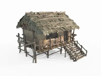 Ancient Asian Yellow Mud Houses 3D model