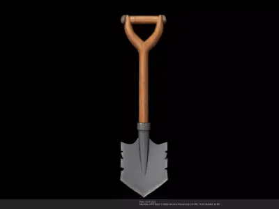 Stylized Wooden Handled Shovel 3D Model - AI Low-poly 3D model
