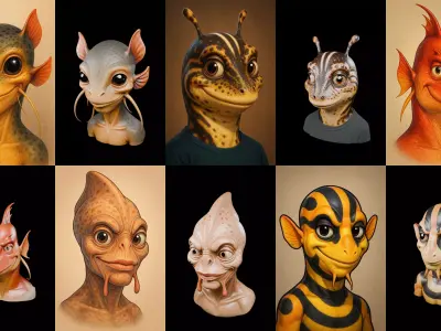 Head Fish bundle 3 pack 100 glb 3D model