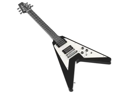 Detailed Black V Electric Guitar 3D model