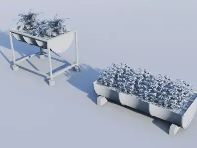 Outdoor Drum Planter Collection Low-poly 3D model