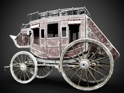 Stagecoach old horse drawn carriage 3D model