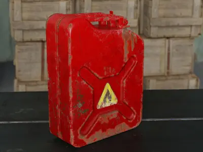 Gasoline can with holder game ready Low-poly 3D model