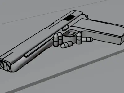 1911 Pistol With Line art 3D model