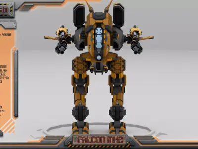 Falcon MK2 Lowpoly Animated BattleMech Low-poly 3D model