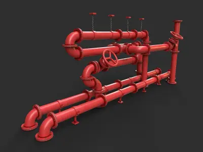 Modular Industrial Pipe System Low-poly 3D model