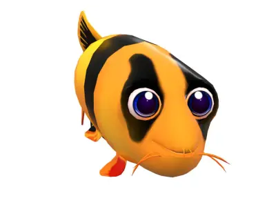 Clown loach fish animated  Low-poly 3D model