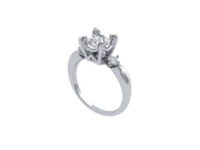 Solitaire Engagement Ring 3D print model 70