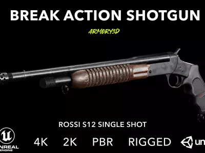 Game Ready Rossi S12 Shotgun PBR Rigged Low-poly 3D model