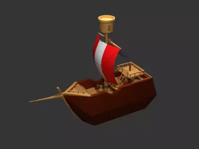 Stylized ship Low-poly 3D model