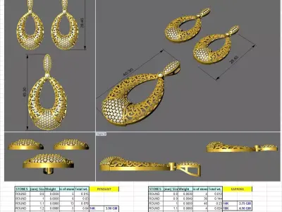 drop of water earring shape pendent 3D print model