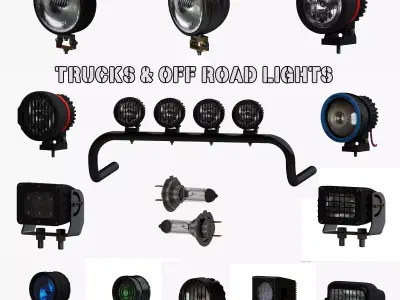 Trucks and off road lights 3D model
