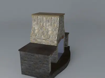 Curve sided Fireplace Free 3D model