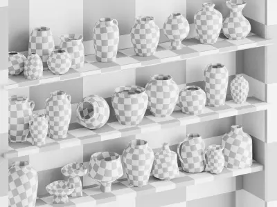 Set of decorative vases 001 3D model