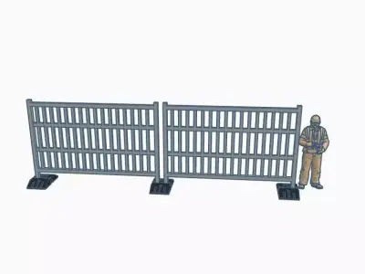 Construction Fence System H0 1-87 Modular Site Barriers STL 3D print model