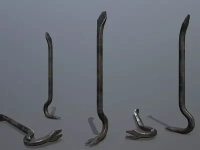 Crowbar hook Low-poly 3D model buy