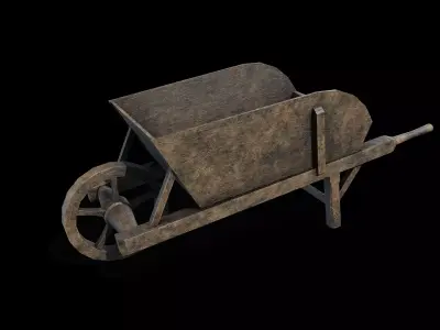 Wooden Cart Low-poly 3D model 5