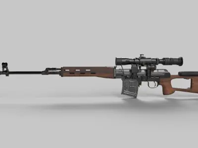 SVD - Dragunov Sniper Rifle Low-poly 3D model