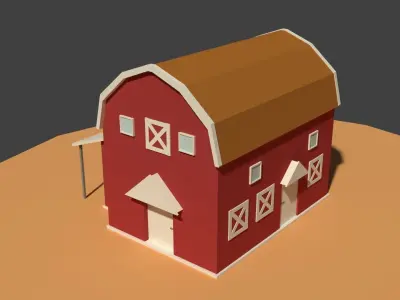 Low Poly Cartoony Granary 2 Low-poly 3D model