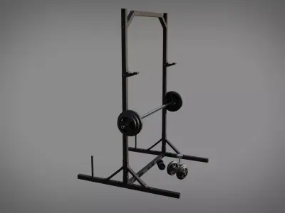 Gym power rack Low-poly 3D model