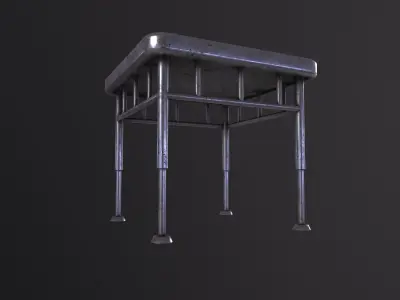 Small Industrial Steel Table 3D Model Low-poly 3D model