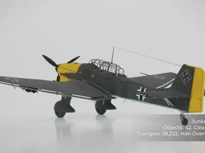 Ju87 B2 Stuka 4K PBR Game Asset for Unity Unreal Low-poly 3D model