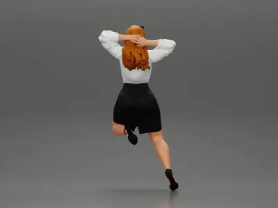 Sexy Secretary posing With Kneeling On An Office Chair 3D print model