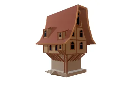 medieval low-poly house Free low-poly 3D model purchase