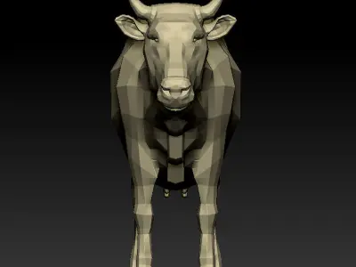 3D COW - LOWPOLY bull Low-poly 3D model