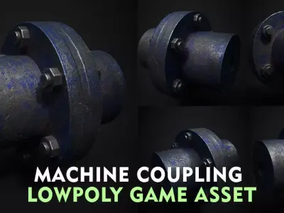 MACHINE COUPLING LOWPOLY GAME ASSET Low-poly 3D model