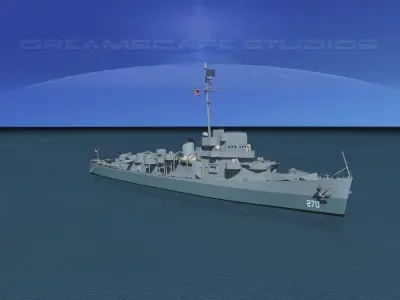 Evarts Class Destroyer DE270 USS Gillette 3D model