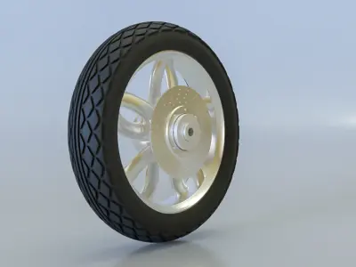 realistic and detailed motorcycle wheel 3D model