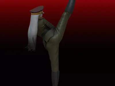 Military Woman in High-Kick Pose N3 3D print model