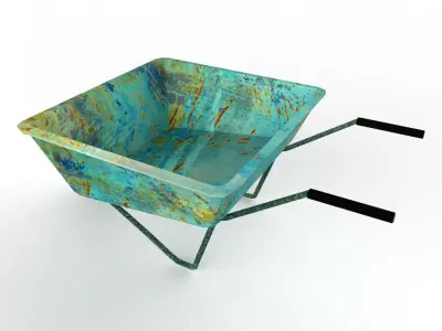 wheelbarrow old rusty Free low-poly 3D model