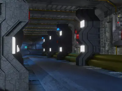 Sci-Fi corridor 3D model 17