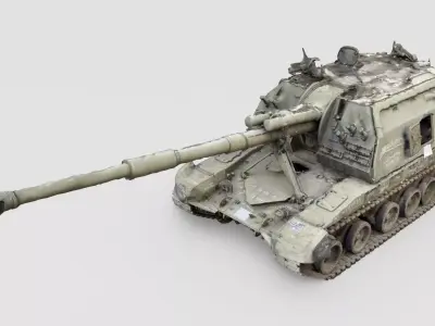 Destroyed 2S19 Msta 152 mm self-propelled howitzer M1990 3D model get