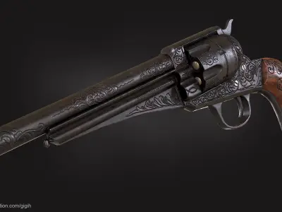 E Remington n Sons 1875 Revolver 44 cf Guns Low-poly 3D model