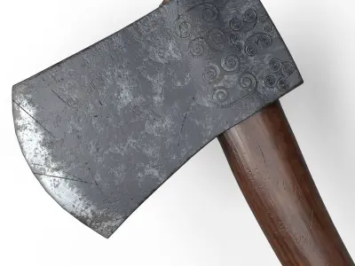 Axe Game Ready Model With Pouch and Hidden Knife  Low-poly 3D model