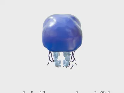 Bioluminescent Deep-Sea Jellyfish with Glowing Tentacles Low-poly 3D model