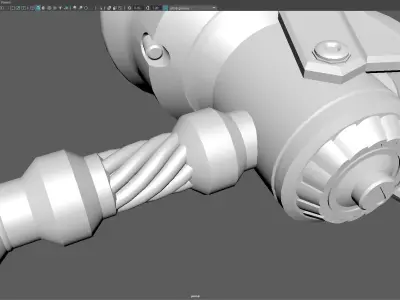 Sci Fi Mechanical Gavel  Hammer  Game Ready Low-poly 3D model