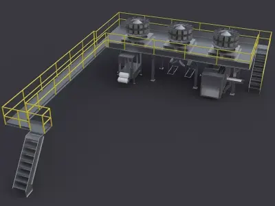Food processing production line 3D model