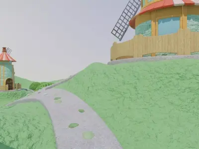 Whimsical Village Landscape 3D model purchase