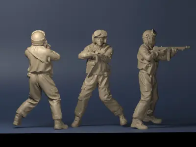 USA tank crew ww2 4 3D print model