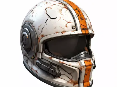 Scifi Helmet Weathered Combat Gear Low-poly 3D model