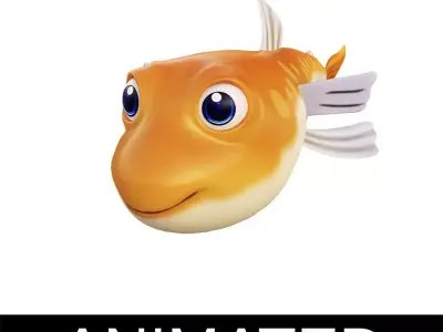 Greater Lizard Fish Cartoon Animated Low-poly 3D model
