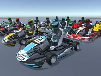 LowPolyKartsWithPlayerMegaPack go - kart racers Low-poly 3D model