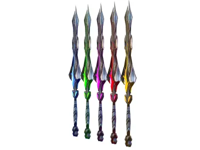 a set of cutting weapons Low-poly 3D model 3