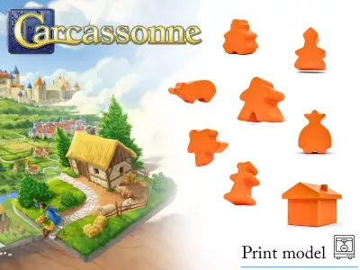 Board Game Meeples Set  3D Characters  Low Poly  3D Model Pack